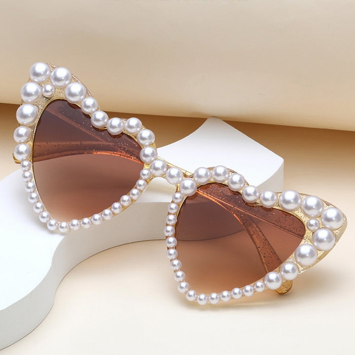 Heart Shaped Pearl Frame Sunnies
