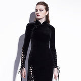 Shadowplay Lace-Up Velvet Dress