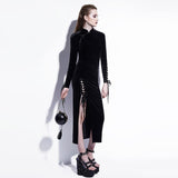 Shadowplay Lace-Up Velvet Dress