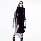 Shadowplay Lace-Up Velvet Dress