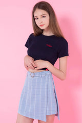 Georgia Plaid Belted Mini Skirt
