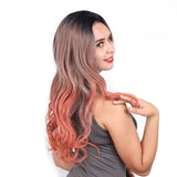 Blood Orange Ombré Wavy Long Lace Front Wig