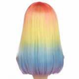 Peach Rainbow Ombré Medium Straight Wig