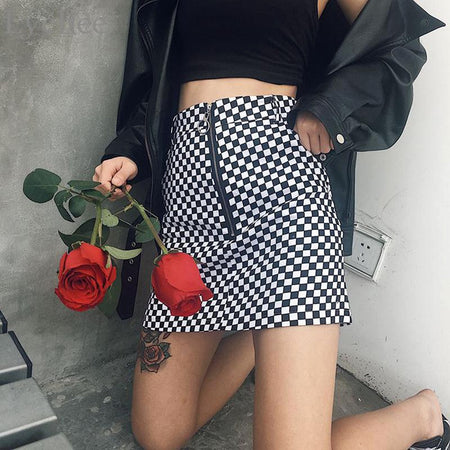 Rock Steady Checkered Mini Skirt