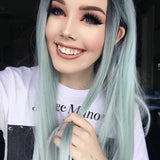 Mint Green Wavy Long Lace Front Wig