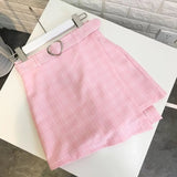 Georgia Plaid Belted Mini Skirt