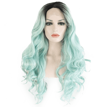 Mint Green Wavy Long Lace Front Wig