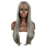 Gunmetal Straight Long  Lace Front Wig