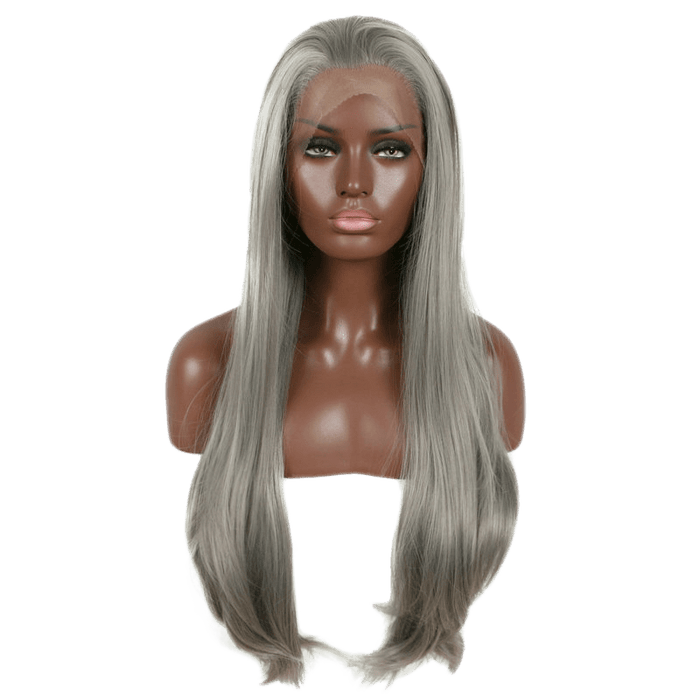Gunmetal Straight Long  Lace Front Wig