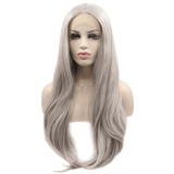 Silver Straight Long Lace Front Wig