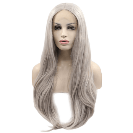 Silver Straight Long Lace Front Wig
