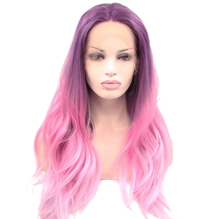 Purple to Pink Ombré Long Lace Front Wig
